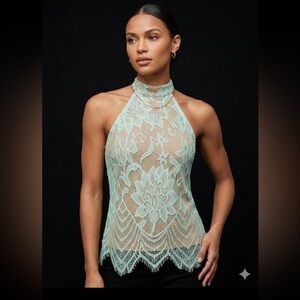 Guess Tan Knit Top with Branded Neck Label